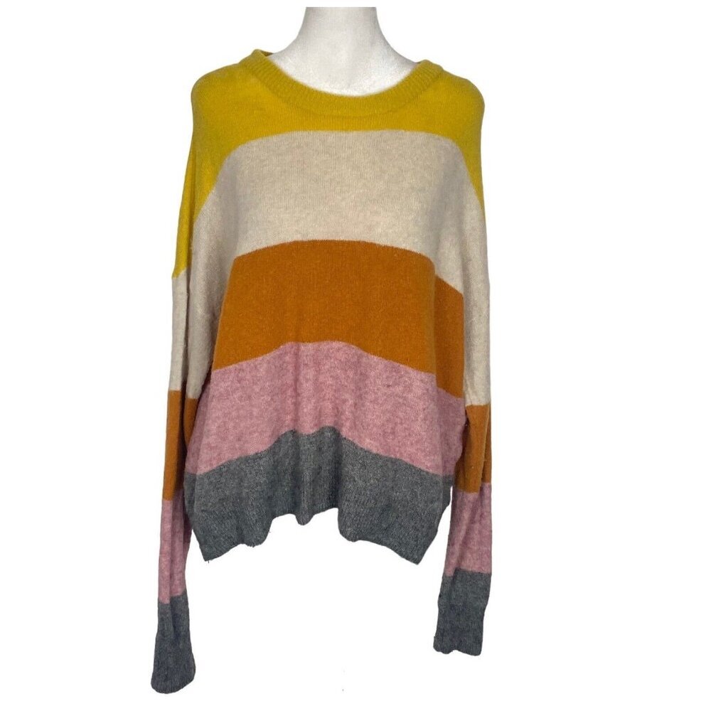 MADEWELL Women Crofton Sweater Sz S Multicolor Striped Pullover Wool 68-11 - Picture 2 of 12